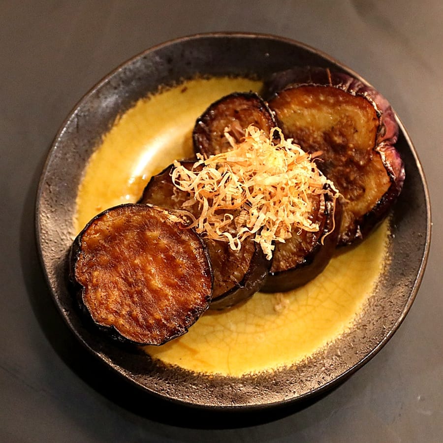 Grilled eggplant with bonito