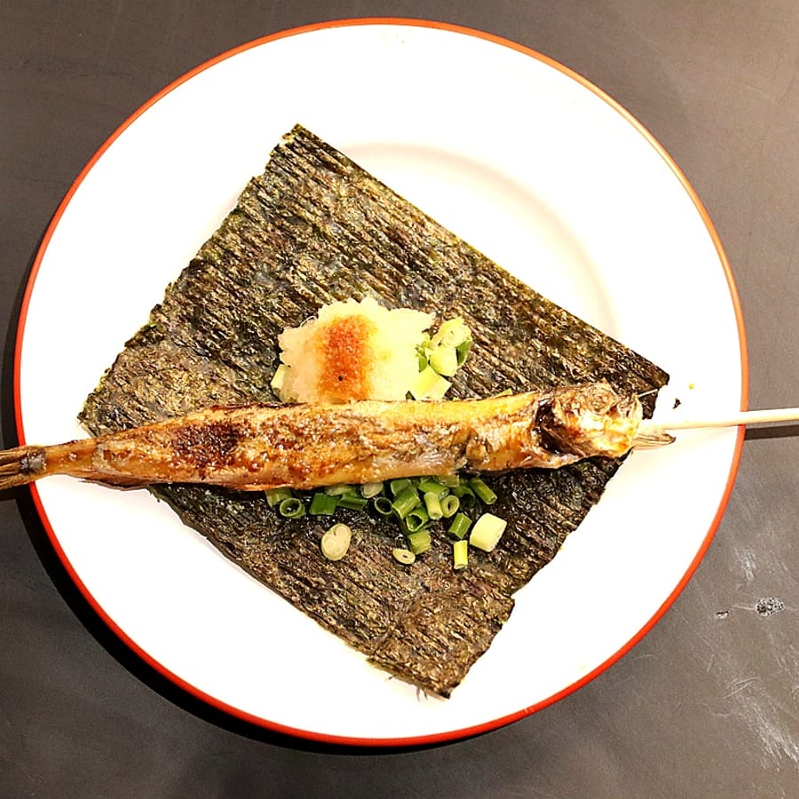 Shishamo wrapped in seaweed